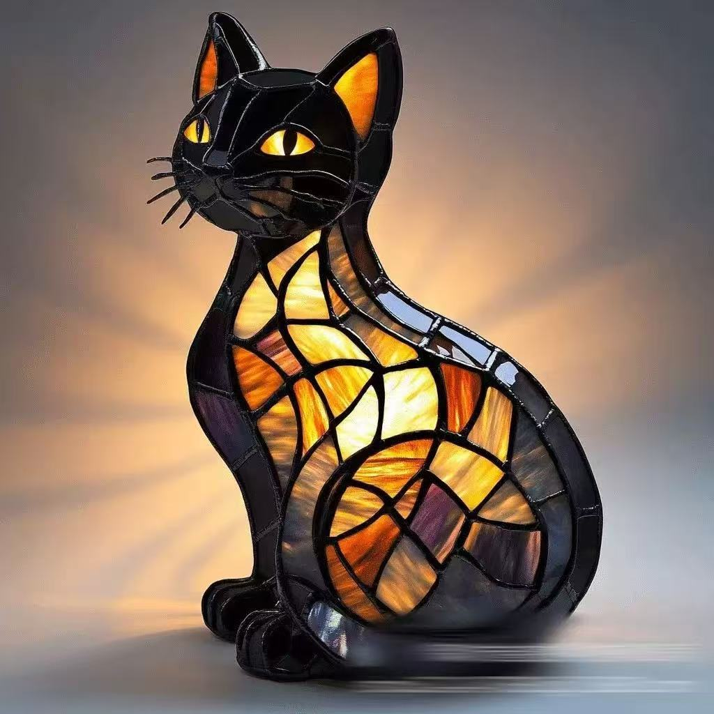 ✨🐱Lampa stołowa w kształcie zwierzęcia, lampka nocna w stylu retro, kreatywna lampka nocna LED wykonana z kolorowej żywicy.