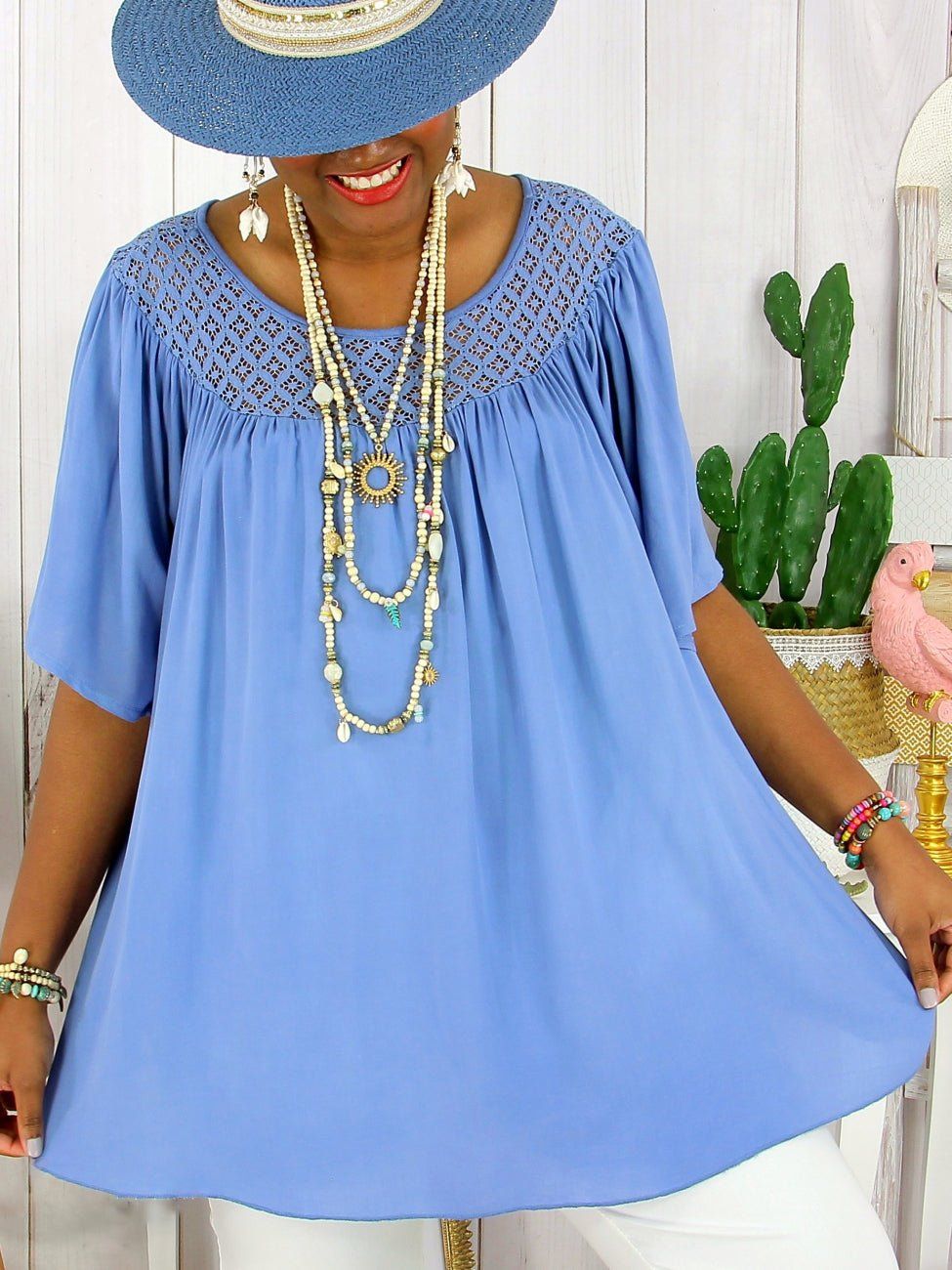 💐💐【XL-8XL】👚Nowy letni luźny koronkowy top – plus size i wyszczuplający