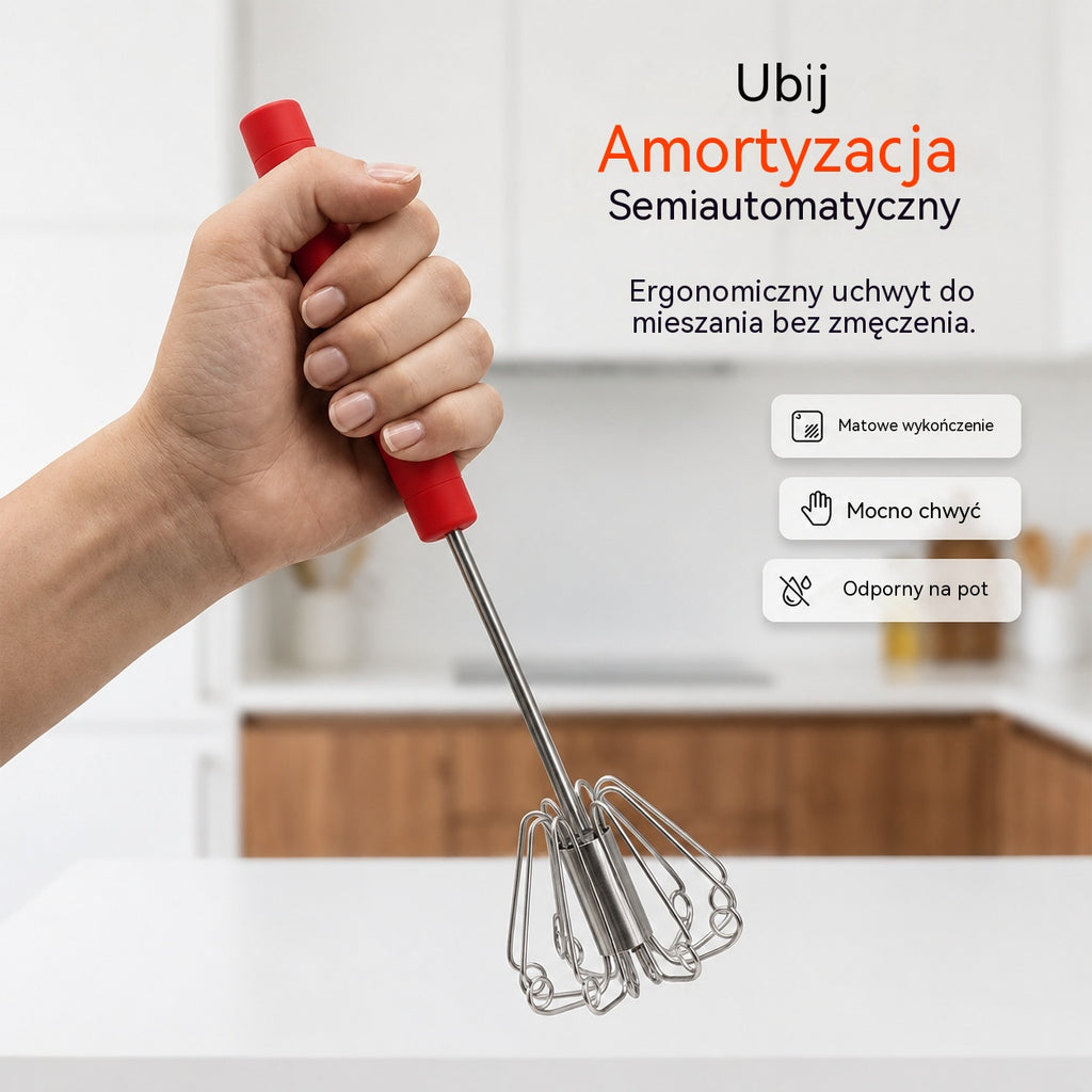 🥳Kup 1, drugi otrzymasz gratis🥳💞Ponad 50 000 sprzedanych sztuk!🥚💪 50% taniej! Półautomatyczna trzepaczka do jajek: wystarczy nacisnąć, by wprawić ją w ruch – bez użycia prądu. Ubija jajka i śmietanę w kilka sekund. Nie obciąża nadgarstków! ✨🧁