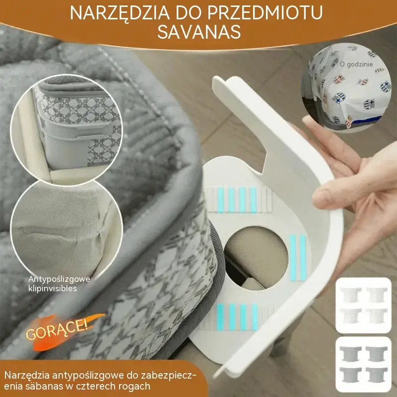 🔥[4 sztuk]🧵🏠Niewidoczne zapięcia do prześcieradeł – bezigłowe, antypoślizgowe i łatwe w użyciu