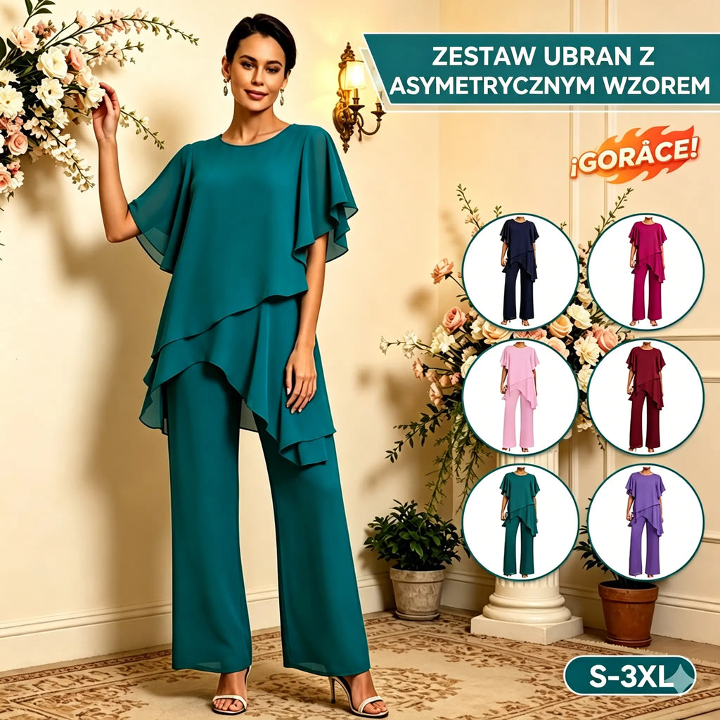 🎁Nowość, 50% zniżki💥Nowy elegancki gładki garnitur z szyfonu w szerokiej linii