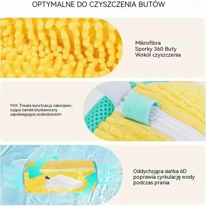 Cylindryczny worek do prania butów w pralce oraz do ich pielęgnacji.