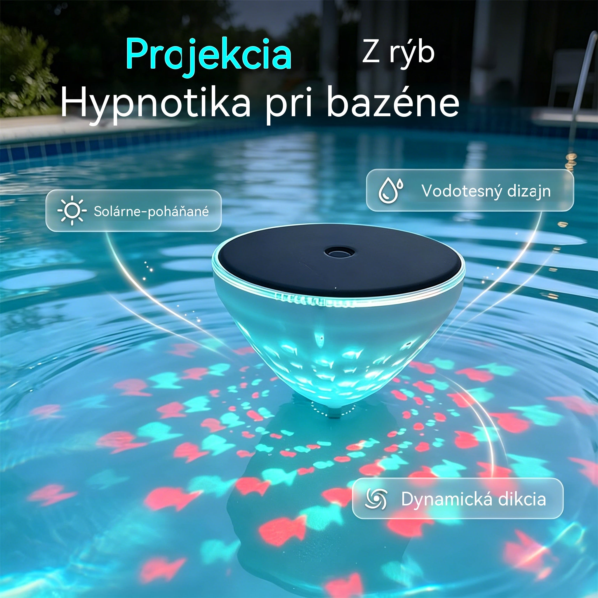 ☀️🐠 Pływająca lampa basenowa zasilana energią słoneczną z projekcją w kształcie ryby💡💦