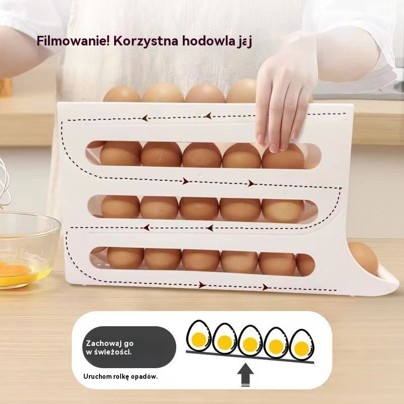 🥚Automatyczny przesuwny pojemnik na jajka z wieloma warstwami