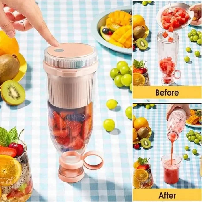 ⚡🍎Bezprzewodowy przenośny blender z USB – zabierz go ze sobą i ciesz się świeżym, zdrowym sokiem owocowo-warzywnym w dowolnym miejscu i czasie.