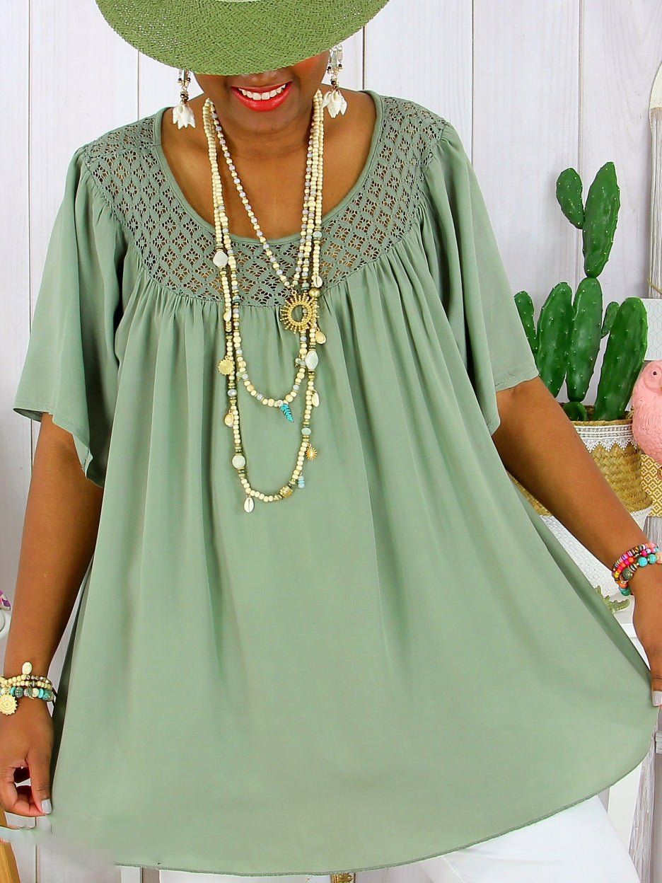 💐💐【XL-8XL】👚Nowy letni luźny koronkowy top – plus size i wyszczuplający