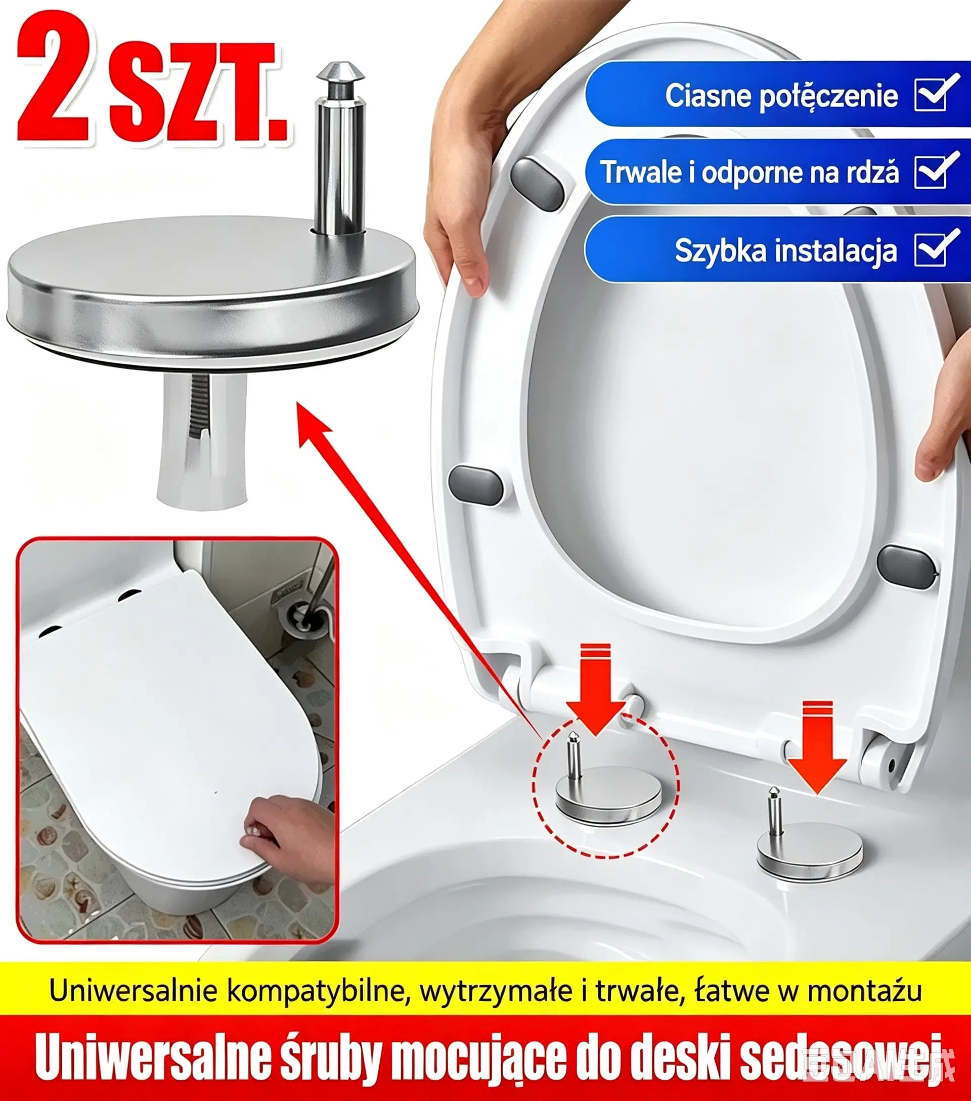 🚽【3 pary po 89 zł】 Uniwersalne akcesoria łazienkowe ----💦✨zaciski śrubowe do mocowania deski sedesowej.