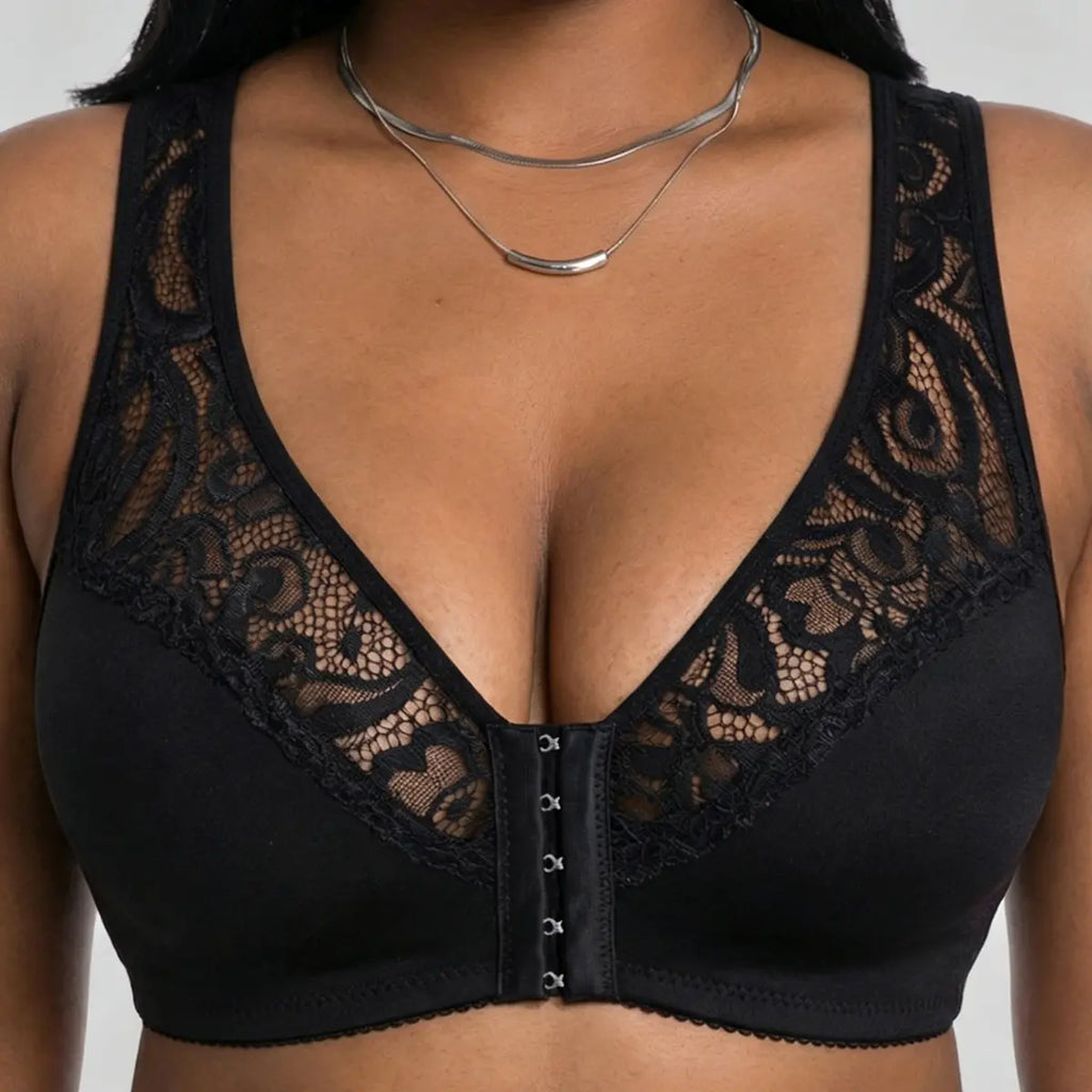 💖 Najniższa cena w historii 【Zestaw 3-częściowy】 【L–4XL】 😍🩲 Biustonosz push-up w dużym rozmiarze – piękne koronki, efekt push-up i ażurowe zdobienia, zapięcie z przodu