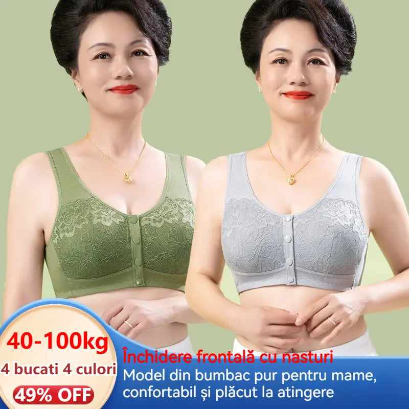 😍😍 【Kup 1, otrzymaj 1 gratis】 Damski biustonosz z koronką, bez fiszbin, Wygodna klamra z przodu