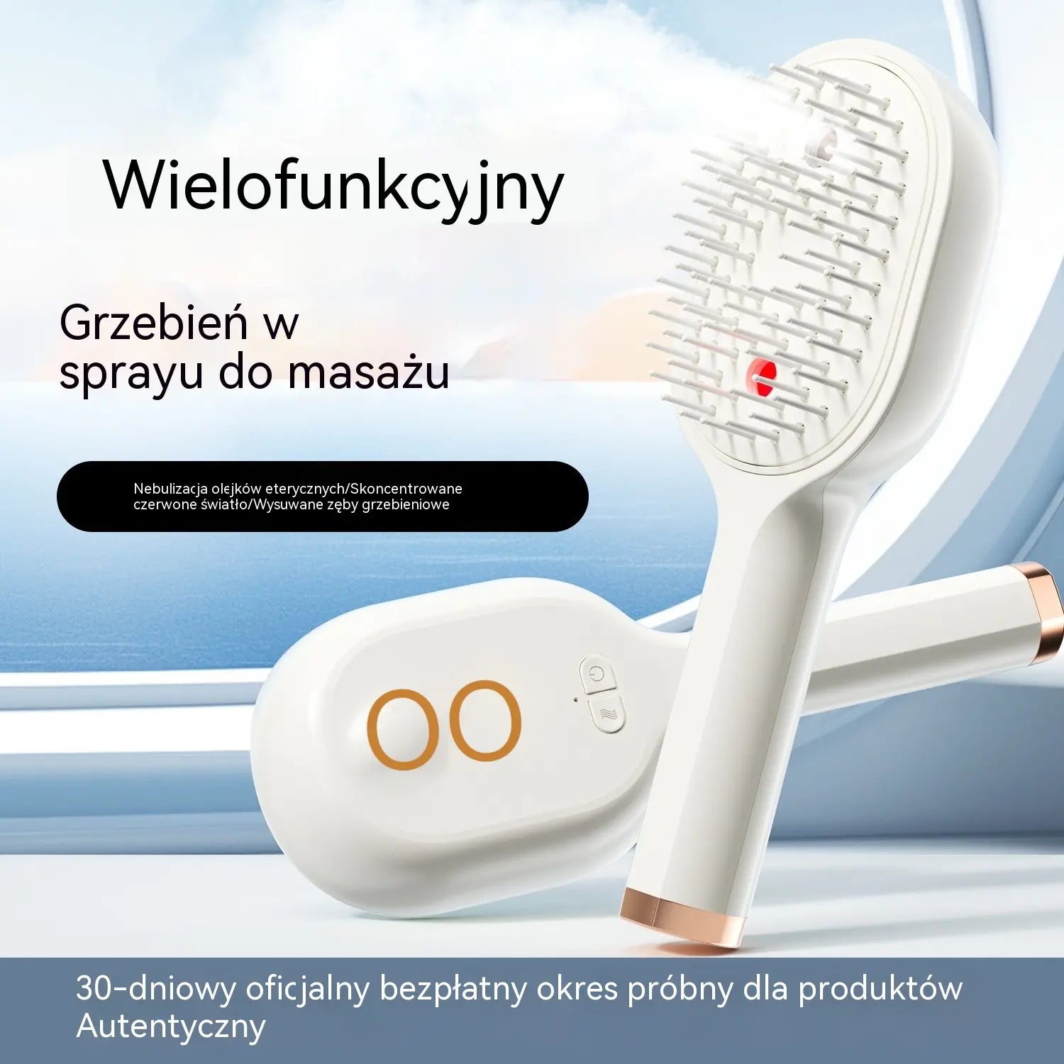 💖💨 Szczotka 2w1 ze Sprayem ✨ Jedno Kliknięcie i Koniec z Splątanymi Włosami! 💆‍♀️ Delikatnie masuje skórę głowy i wygładza włosy.