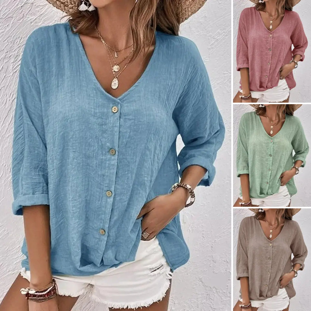 👚【50% zniżki】【Rozmiary S-3XL】Nowa koszula casualowa z dekoltem w serek