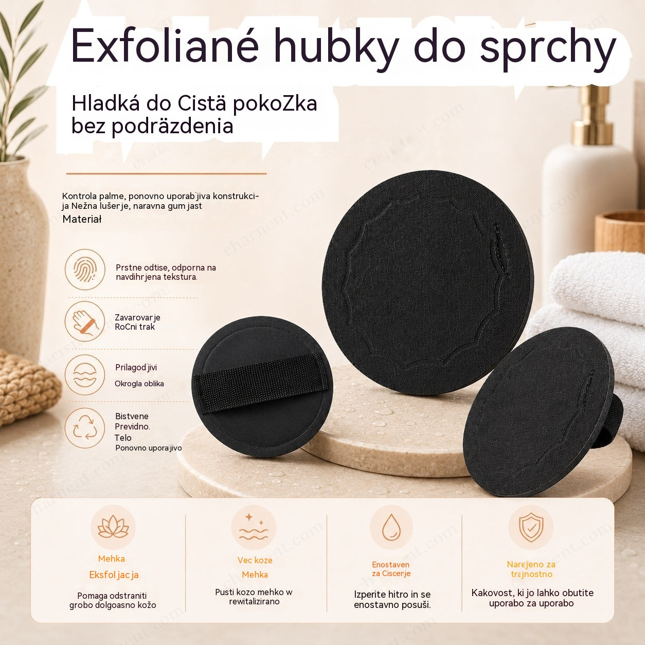 4 za 99 zł. 🚿 Gąbki peelingujące pod prysznic 🧖‍♀️✨ Gładka i czysta skóra bez podrażnień