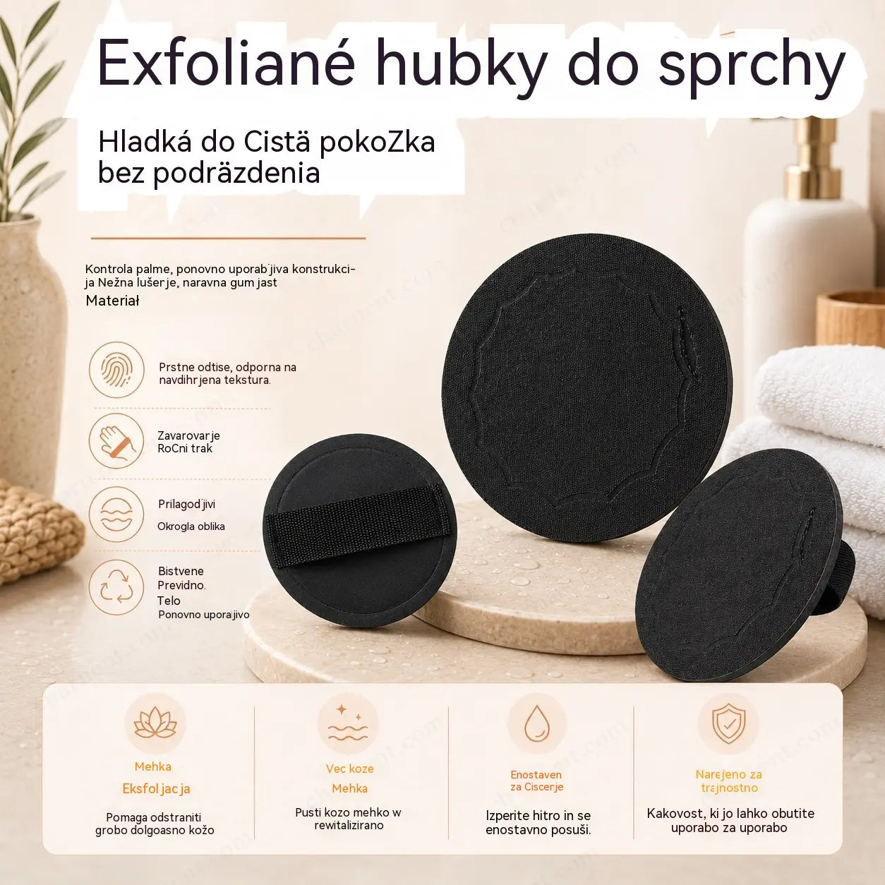 4 za 99 zł. 🚿 Gąbki peelingujące pod prysznic 🧖‍♀️✨ Gładka i czysta skóra bez podrażnień