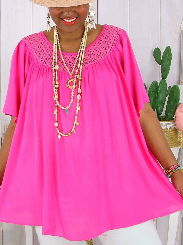 💐💐【XL-8XL】👚Nowy letni luźny koronkowy top – plus size i wyszczuplający