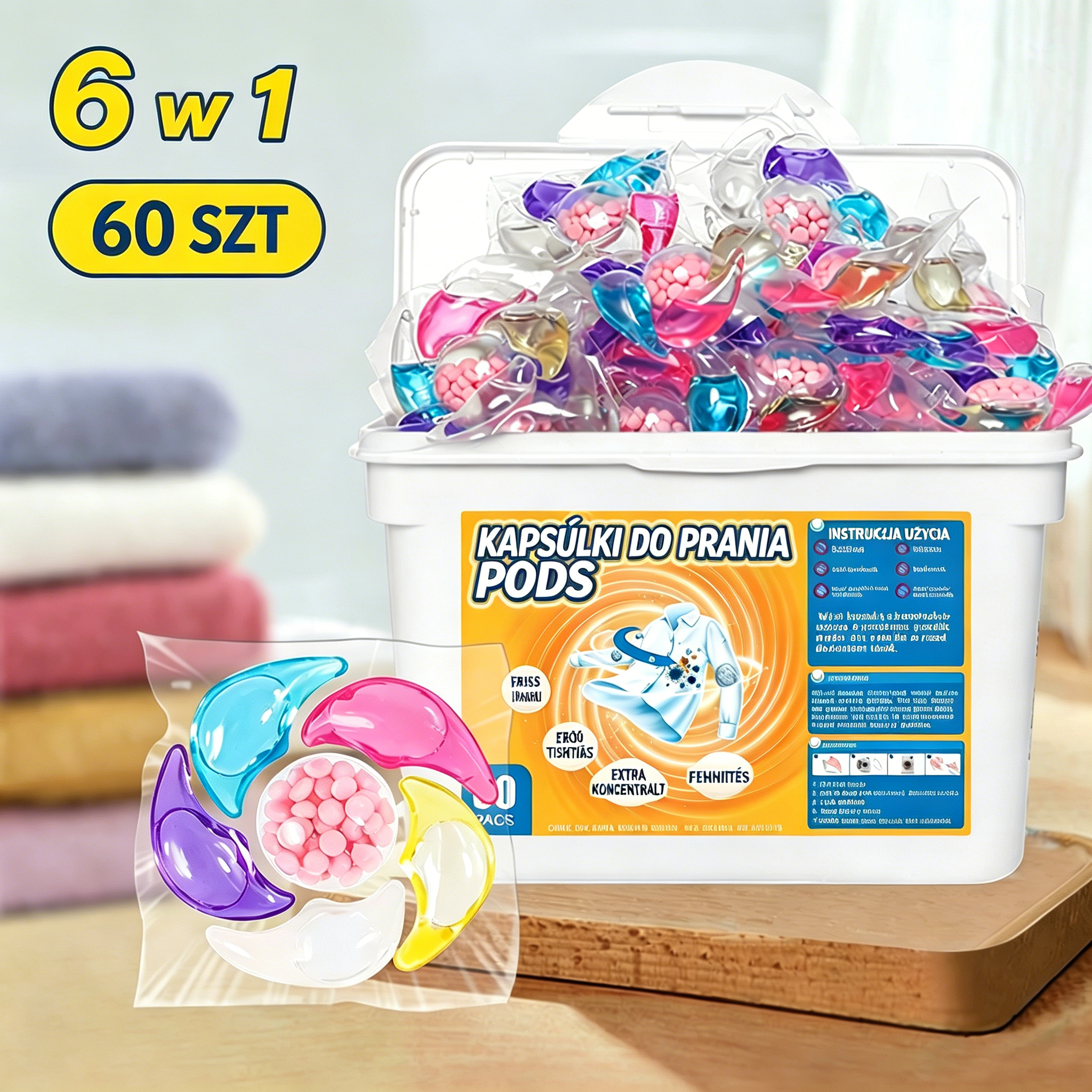 ✨👚【30 szt】✨Kulki zapachowe do prania 6 w 1. Usuwają plamy i pozostawiają zapach, eliminują roztocza i bakterie