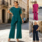🎁Nowość, 50% zniżki💥Nowy elegancki gładki garnitur z szyfonu w szerokiej linii