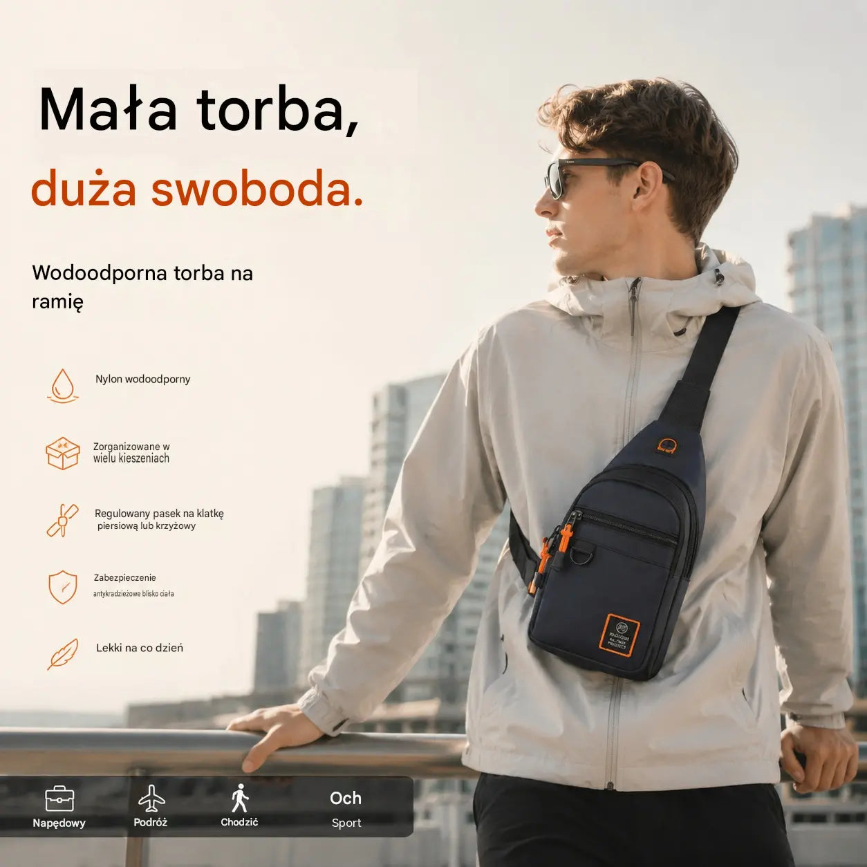 【Kup 1, drugi gratis】🎒 ✨ Wodoodporna torba na ramię z wieloma kieszeniami – uporządkowane przechowywanie, regulowany pasek, wyjście słuchawkowe