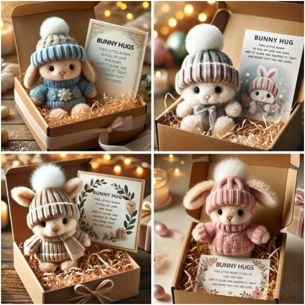 🔥🎉Oferta ograniczona czasowo - 45% zniżki🐇 Miniaturowy przytulaśny króliczek, ręcznie robiony, uroczy prezent