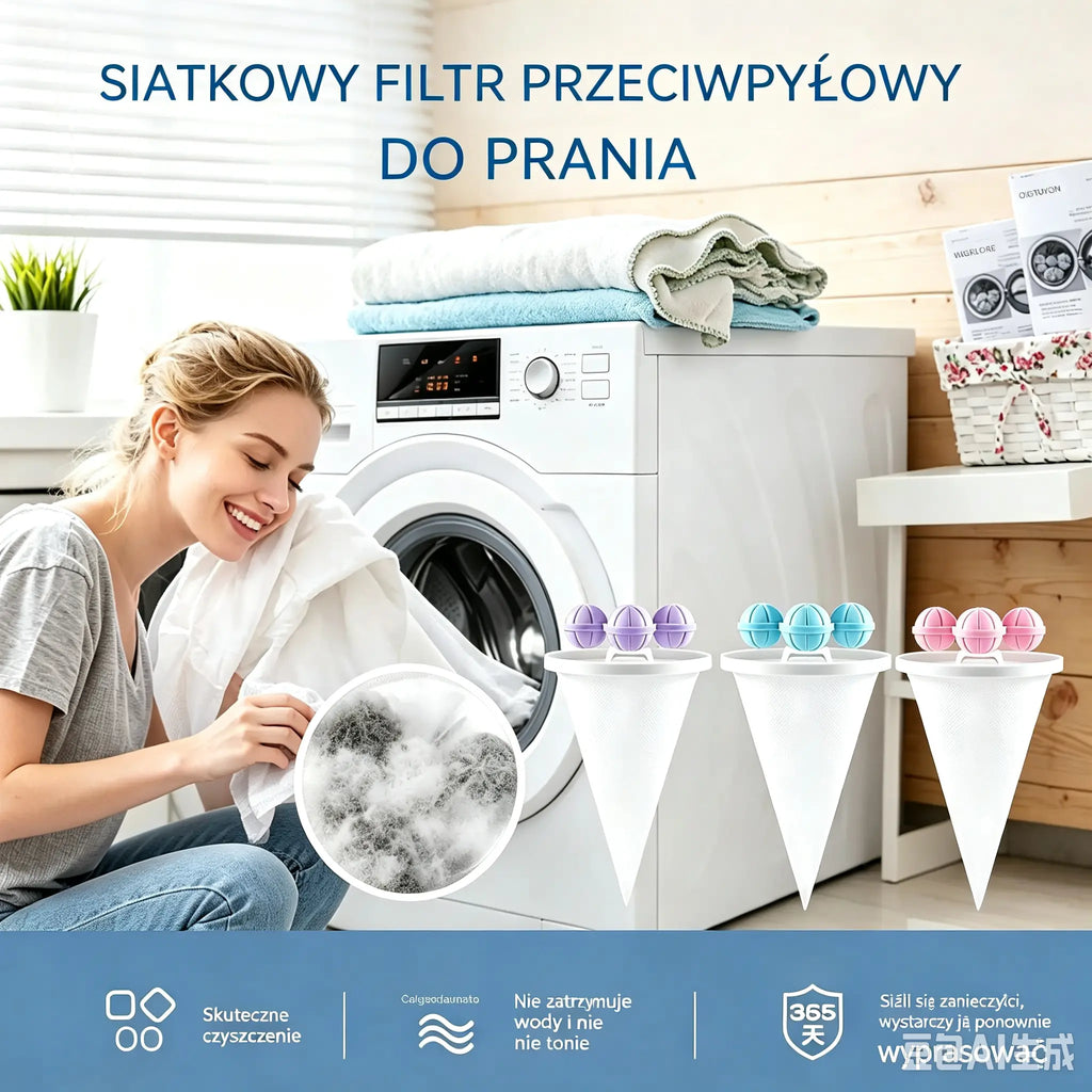 3 sztuki 89zł🎉 Pływające worki na pranie z siatki polarowej