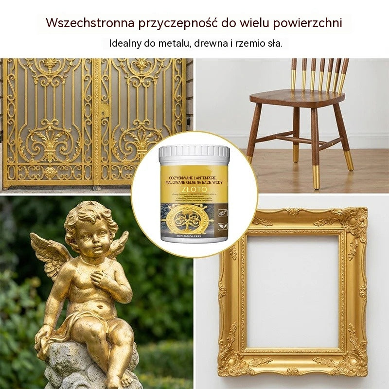 🥳💞 (150g + narzędzia) Złota farba na bazie wody, odporna na warunki atmosferyczne🖌️💛