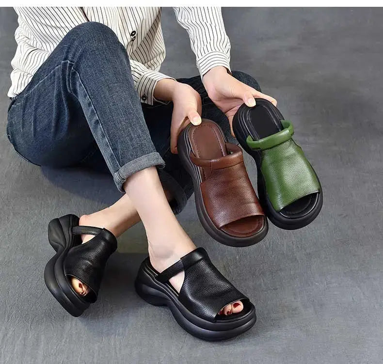 🔥🔥【35-40】👡Nowe damskie sandały z grubą podeszwą i wzorem „rybie usta”, które zwiększają wysokość (wysokość obcasa 6 cm)