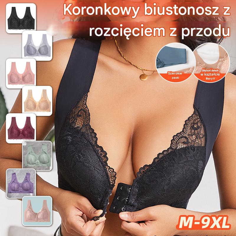 Biustonosz z efektem uniesienia i piękną koronką na plecach, duży rozmiar
