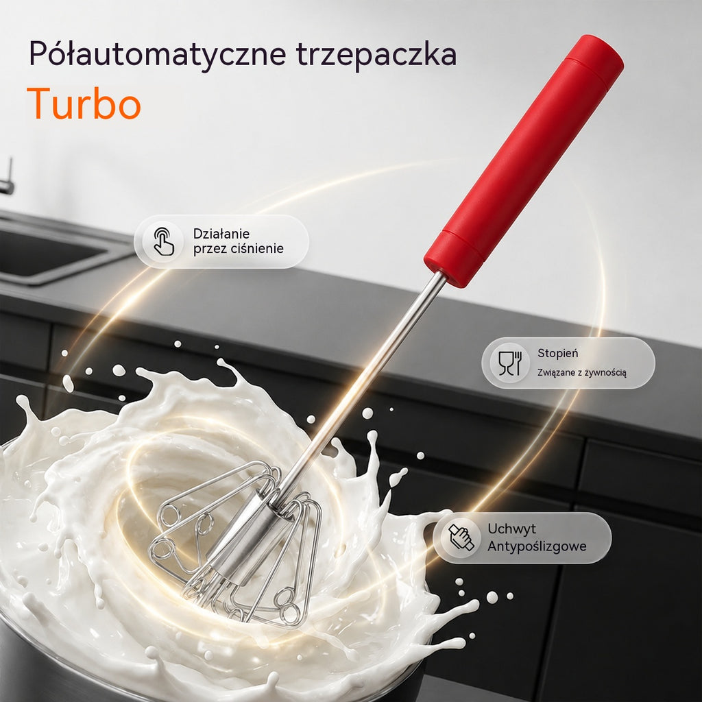 🥳Kup 1, drugi otrzymasz gratis🥳💞Ponad 50 000 sprzedanych sztuk!🥚💪 50% taniej! Półautomatyczna trzepaczka do jajek: wystarczy nacisnąć, by wprawić ją w ruch – bez użycia prądu. Ubija jajka i śmietanę w kilka sekund. Nie obciąża nadgarstków! ✨🧁