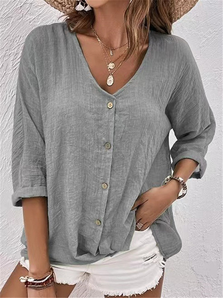 👚【50% zniżki】【Rozmiary S-3XL】Nowa koszula casualowa z dekoltem w serek