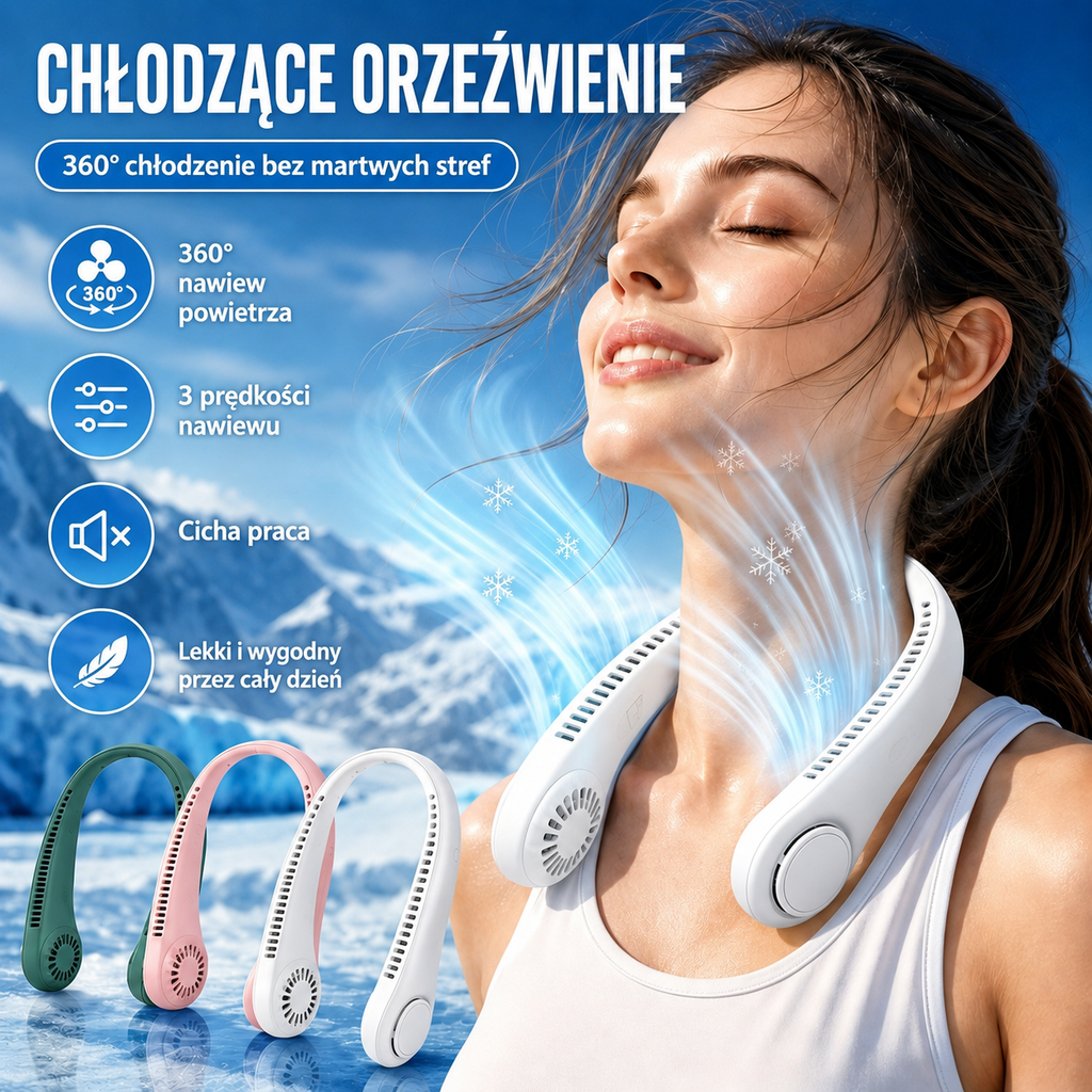 💨 Wentylator na szyję 360° – cichy, lekki i idealny na lato 🌞